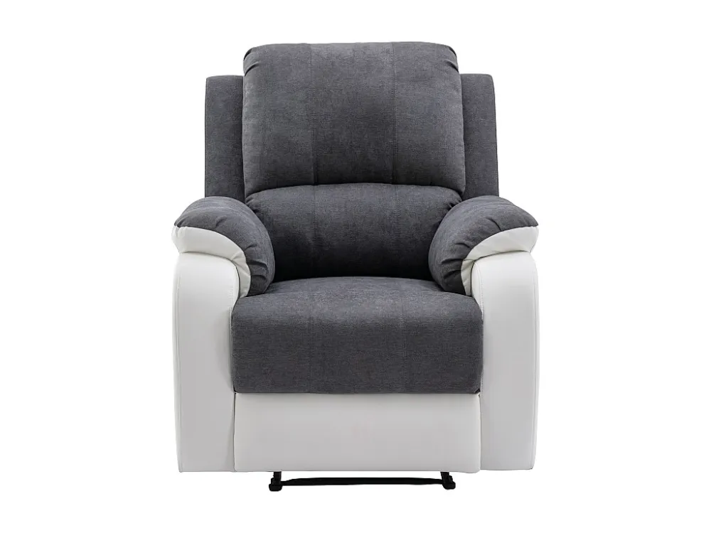 Relaxfauteuil van microvezel en grijs en wit kunstleer BRODY