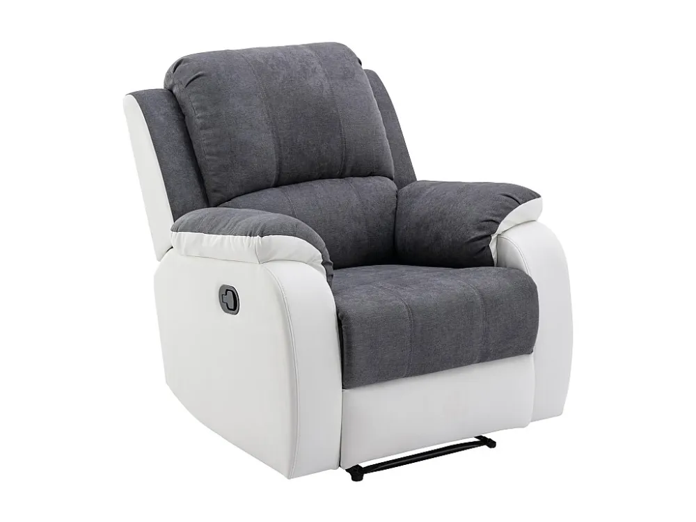 Relaxfauteuil van microvezel en grijs en wit kunstleer BRODY