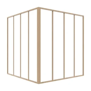 Hoekraam werkplaats van gepoedercoat aluminium, L120 x B120 x H130 cm, zacht naturel BAYVIEW