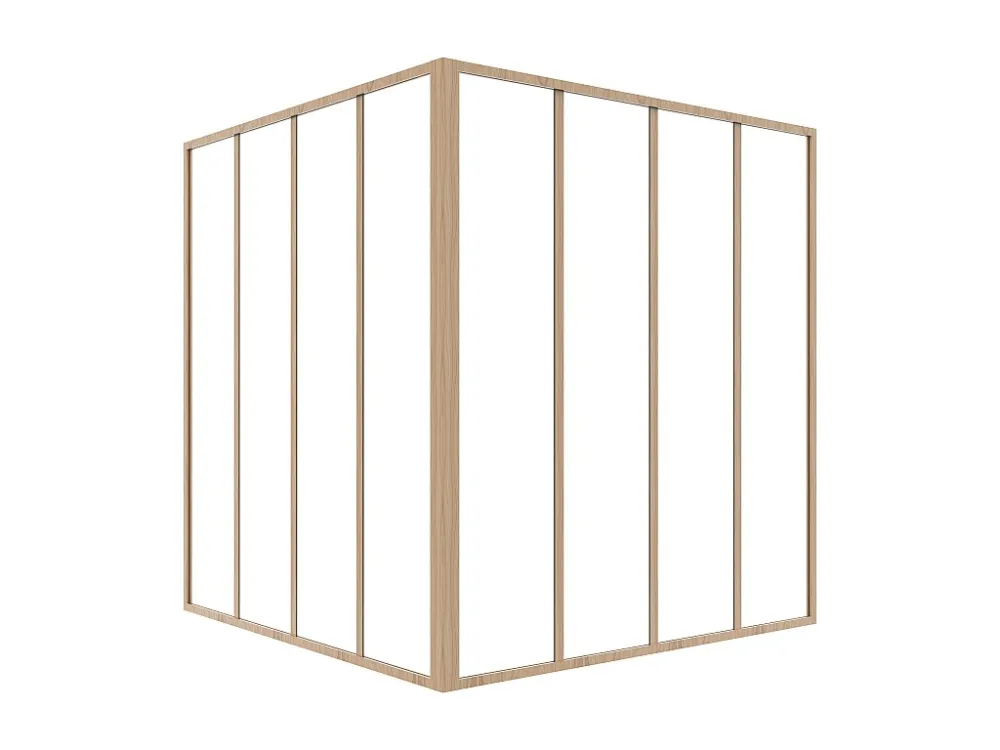 Hoekraam werkplaats van gepoedercoat aluminium, L120 x B120 x H130 cm, zacht naturel BAYVIEW