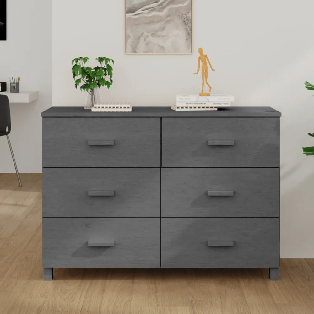 Dressoir HAMAR 113x40x80 cm massief grenenhout donkergrijs
