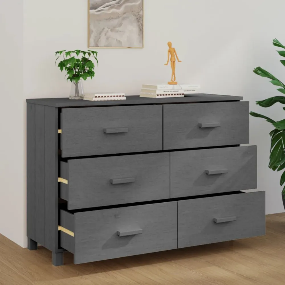 Dressoir HAMAR 113x40x80 cm massief grenenhout donkergrijs