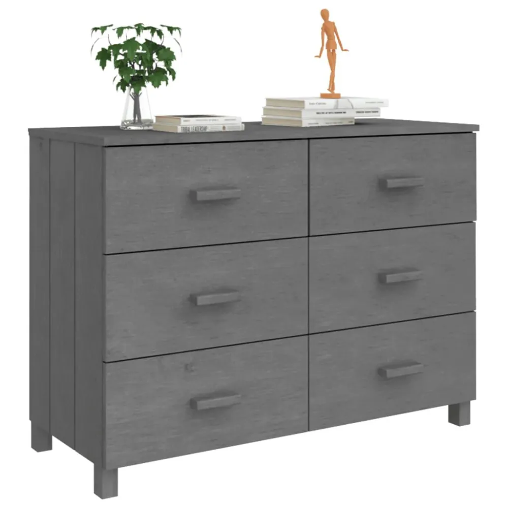 Dressoir HAMAR 113x40x80 cm massief grenenhout donkergrijs