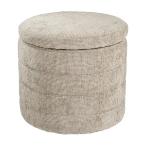Opbergpoef van hout en 2 schuim en 2 polyesterweefsel - 42 x 42 x 41 - Lichtgrijs -