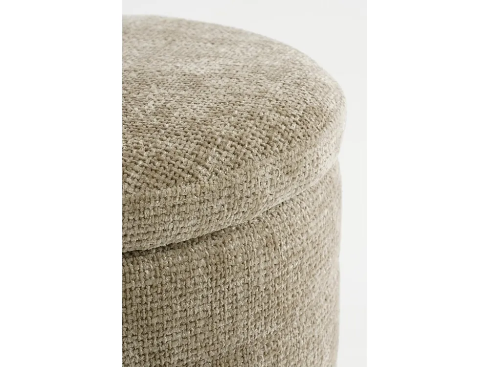Opbergpoef van hout en 2 schuim en 2 polyesterweefsel - 42 x 42 x 41 - Lichtgrijs -