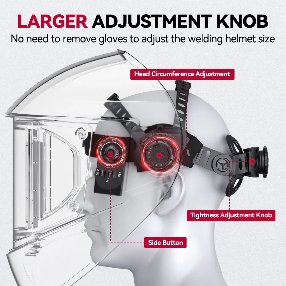 Auto Darkening Welding Protective Hood Rivet EXSpace VisionX300 - Huidvriendelijk