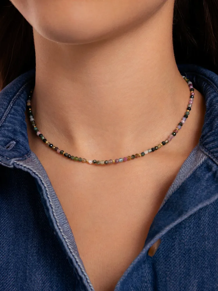 Altea Dots Tourmaline Syra Stainless Steel Verguld Necklace