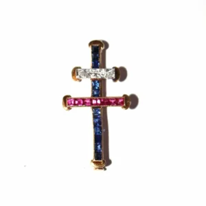 Cross Lorraine Ruby Sapphires Diamonds RVS 316