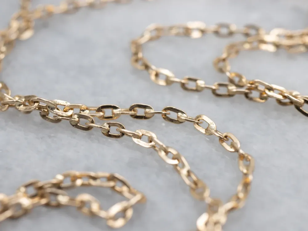 Flat 20-Inch Yellow Gouden Cable-Link Chain