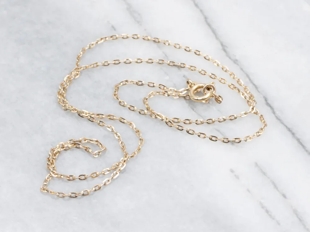 Flat 20-Inch Yellow Gouden Cable-Link Chain
