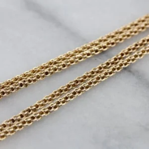Long Woven Yellow Gold Chain, Gorgeous Vintage Opera Length Chain