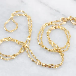 Long Yellow Verguld Crinkle Link Chain