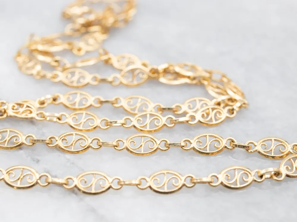 Yellow Gold Filigree Link Chain