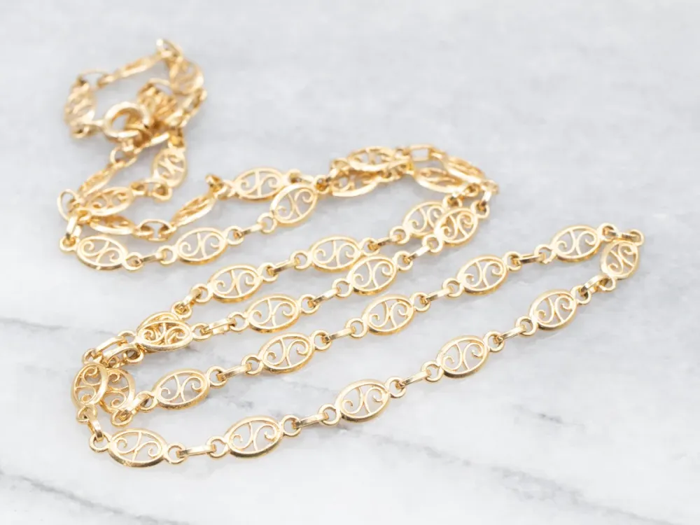Yellow Gold Filigree Link Chain