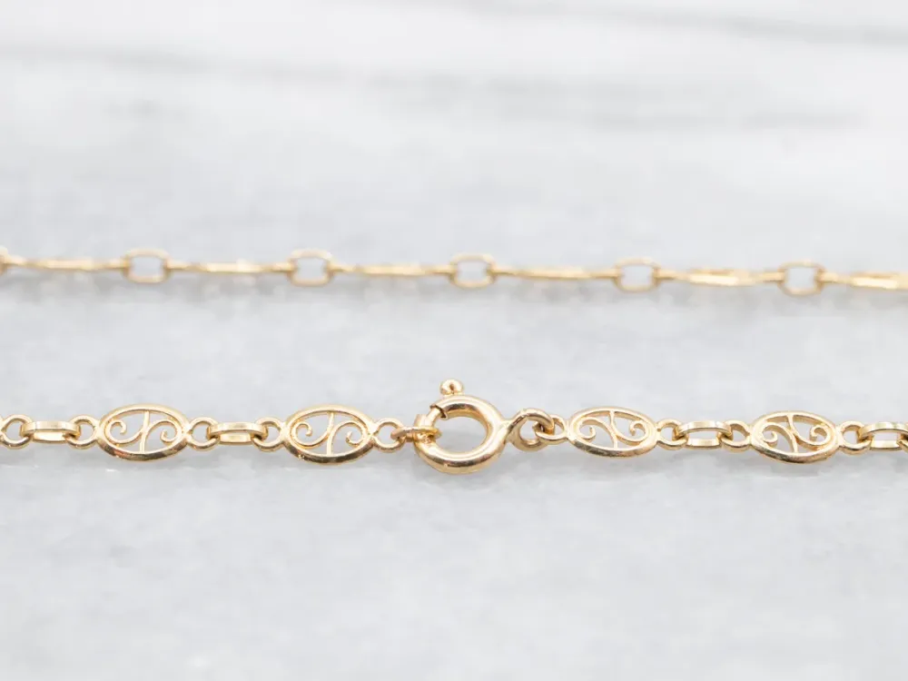 Yellow Gold Filigree Link Chain