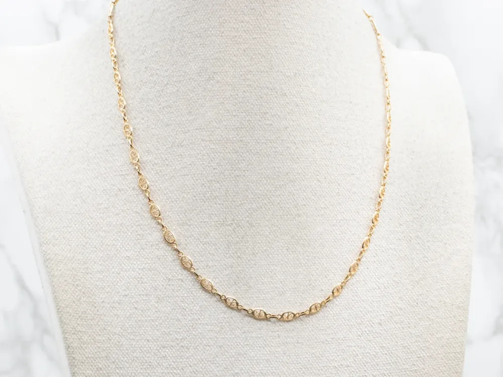 Yellow Gold Filigree Link Chain