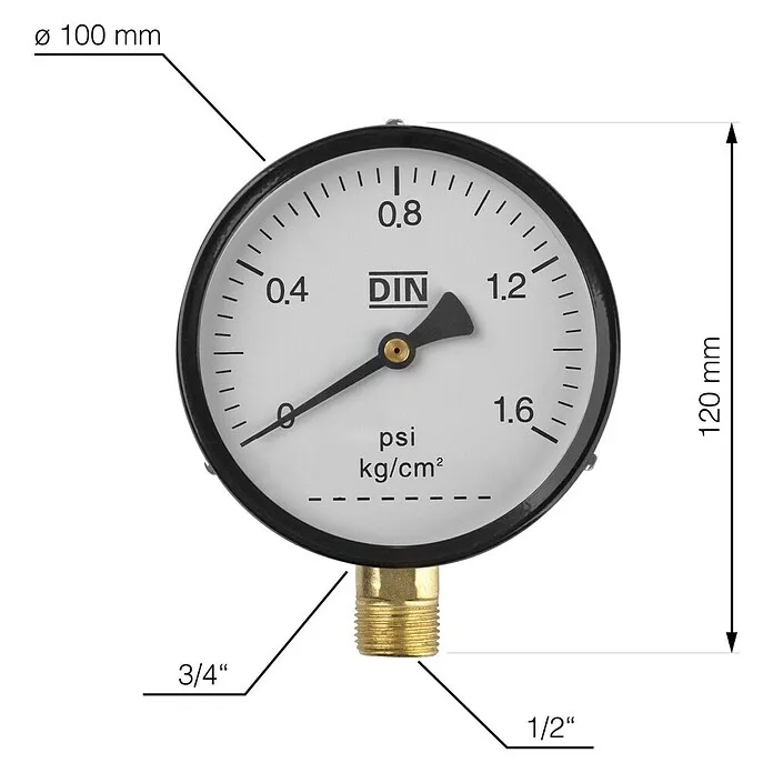 Fijnstof PM2.5 Walteco Rusticline Manometer - Staal