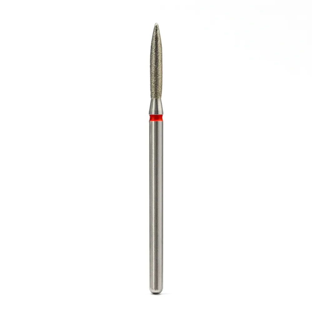 Diamond nail drill bit, “Flame” Pointed, 2.3*10 mm, Rood