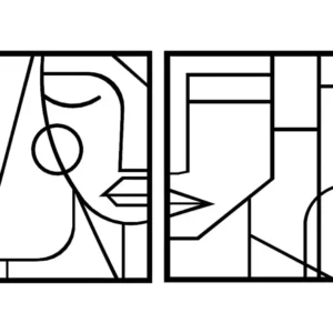 Metalen Decoratie Gezicht, Zwart, 124x3x80 cm, EPIKASA