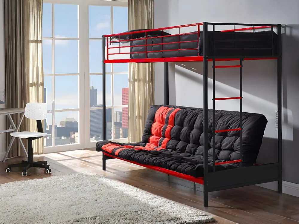 Steriel Verpakt Hoogslaper MODULO IV - 90 x 190 cm - Zwart en rood
