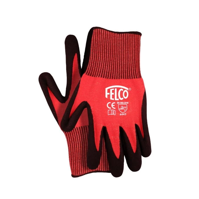 Felco F701M Workwear gloves 13 gauge JPPE knitted nitrile coating, rood and black, size Medium