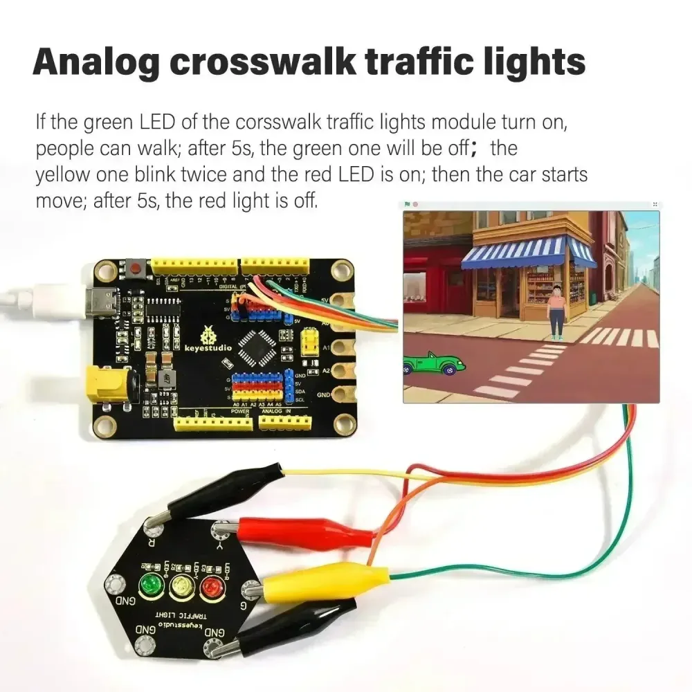 Demonstratie KeyeStudio Honeycomb DIY STEM Project Kit Arduino Alligator Clip Cable