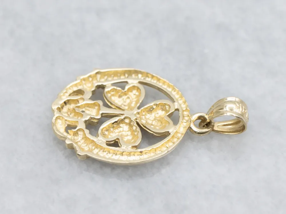 Veerdraad voor Industrie Irish Clover and Claddagh Gouden Pendant