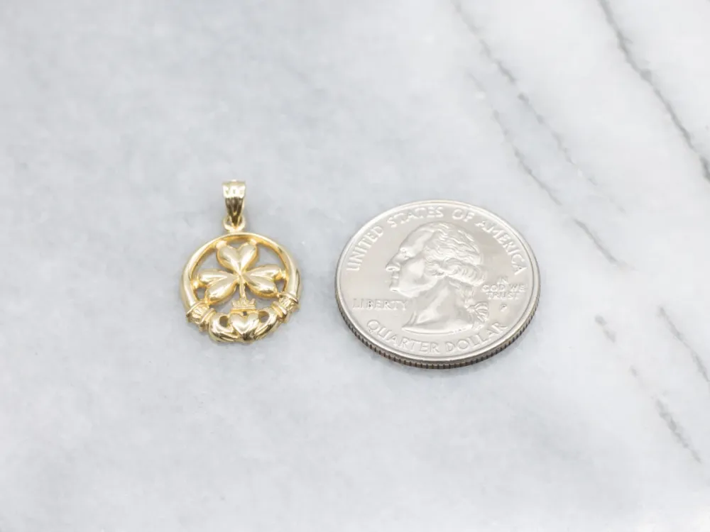 Veerdraad voor Industrie Irish Clover and Claddagh Gouden Pendant