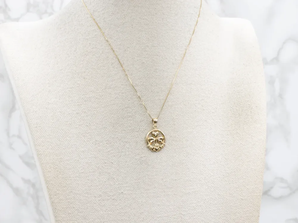 Veerdraad voor Industrie Irish Clover and Claddagh Gouden Pendant