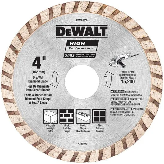 DEWALT High Performance Diamond Cutting Disc Turbo Multi-compatibel Concrete 100mm X 2.0mm X 22.23mm