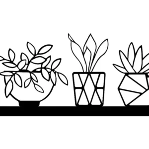 Metalen Decoratie Bloem 15, Zwart, 70x1,5x30 cm, EPIKASA