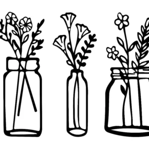 Metalen Decoratie Bloem 16, Zwart, 95x1,5x70 cm, EPIKASA