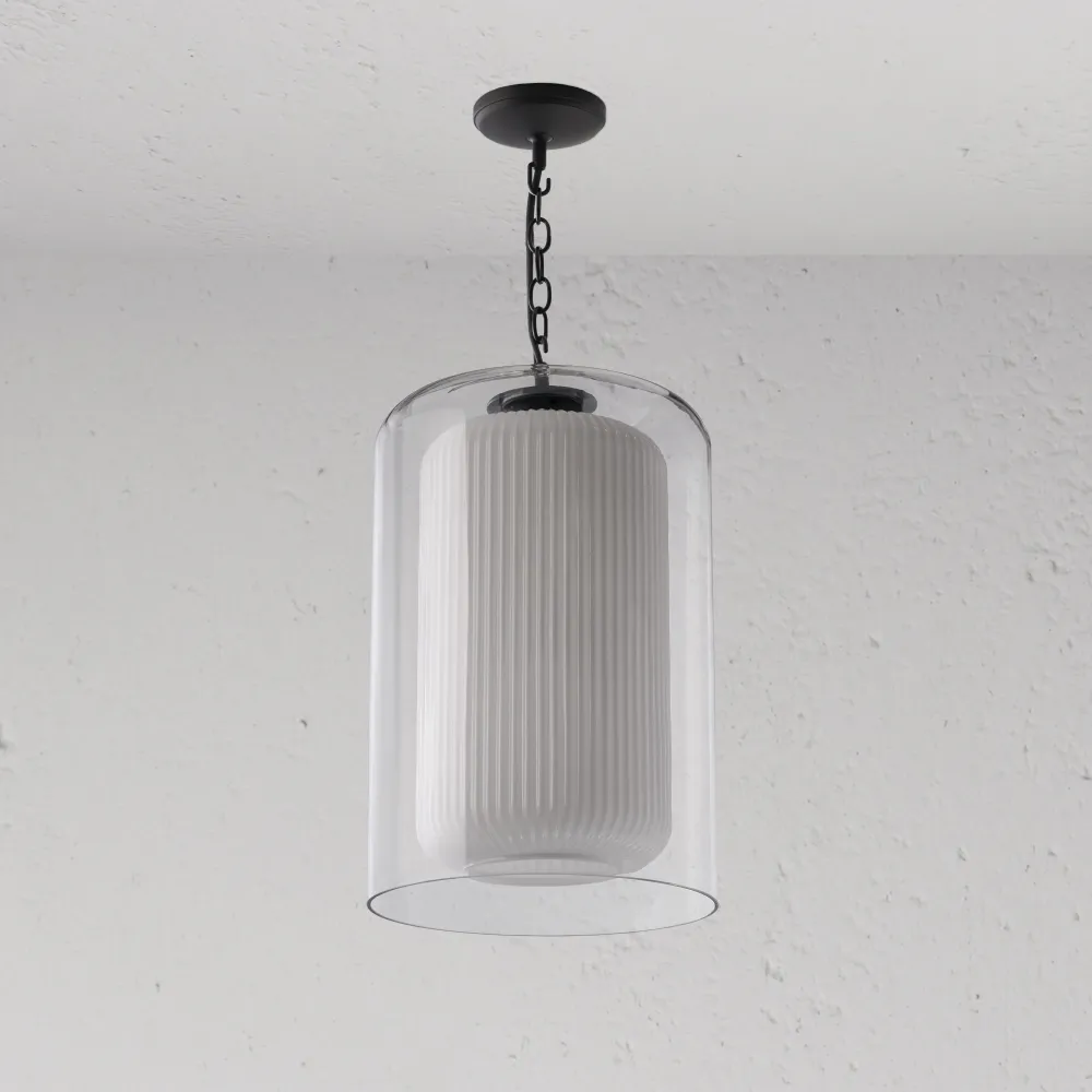 Windsor Grote Hanglamp Geribbeld Glas - Brons Glas kwaliteit