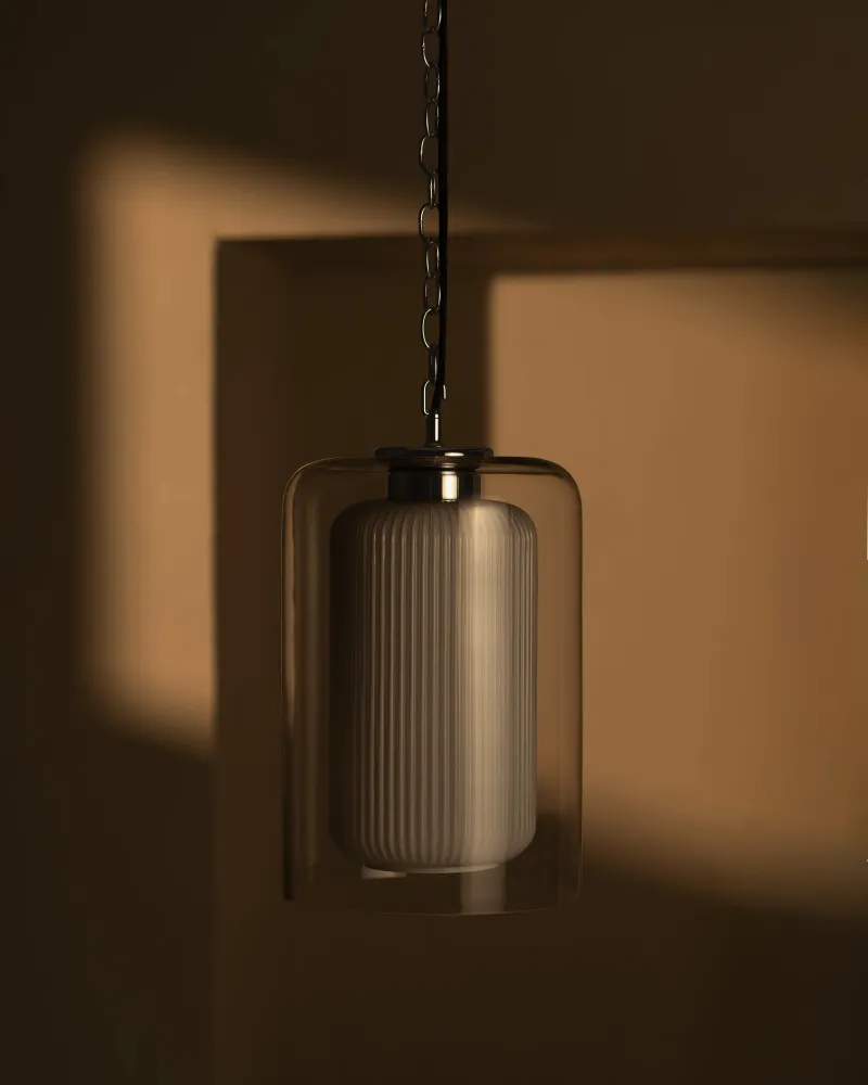 Windsor Medium Hanglamp Opaalglas - Gepolijst Nikkel voor studentenlaboratoria