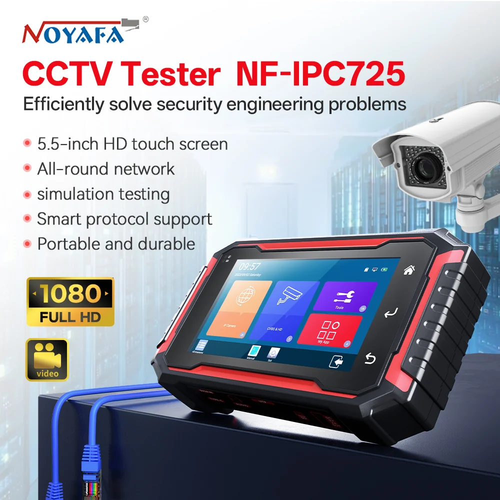 Ethernet Netwerk NF-IPC725 12--1 CCTV & IP Camera Tester –Webcam, Onvif test, CVBS analog video, Network Cable Sorting & T...
