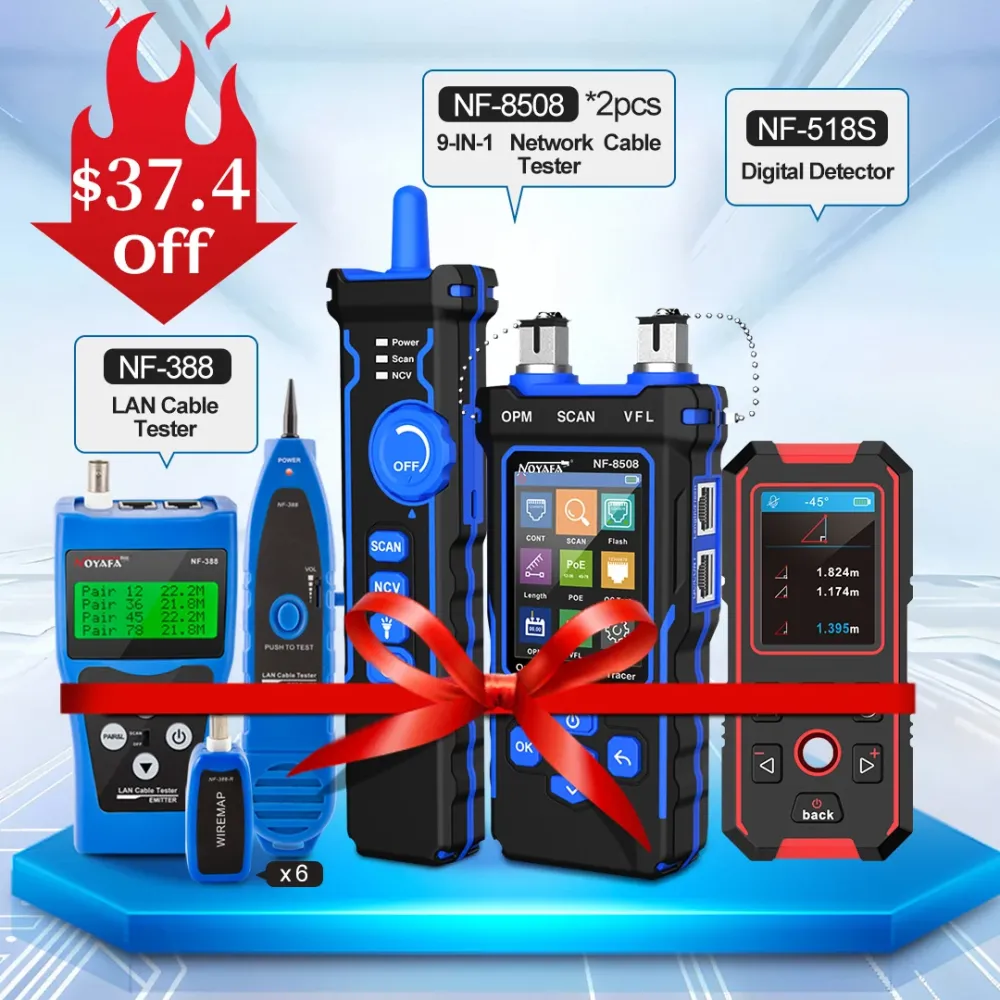Noyafa NF-8508 Multifunction Network Cable Tester + NF-388 Wire Fault Locator + NF-518S Numeriek Detector Stud Finder