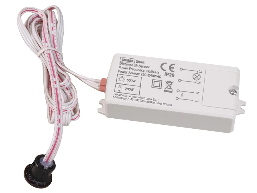 MacLean MCE84 IR -sensor Korte afstand 5 cm LED -verlichting IP20 5A Automatische lichtregeling