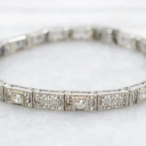 Art Deco European Cut Diamond Filigree Bracelet | DIN 8037 |