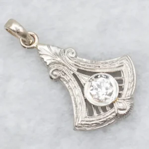 Art Deco European Cut Diamond Pendant Heavy Duty