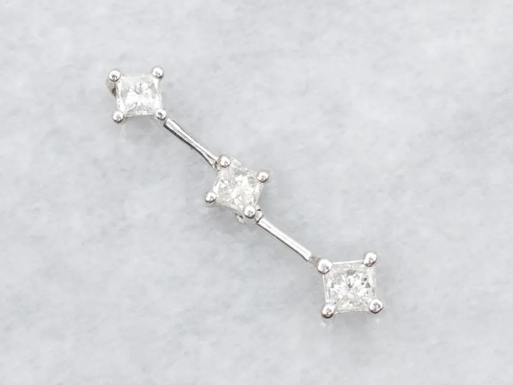 Graduated Princess Cut Diamond Drop Pendant - Lange levensduur