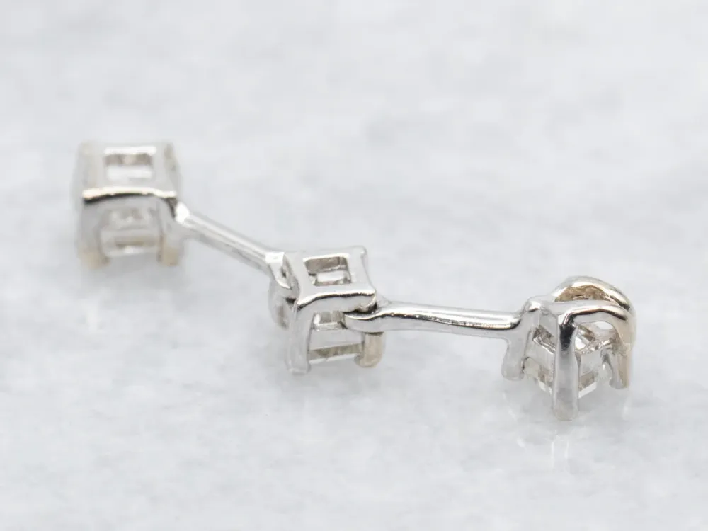 Graduated Princess Cut Diamond Drop Pendant - Lange levensduur