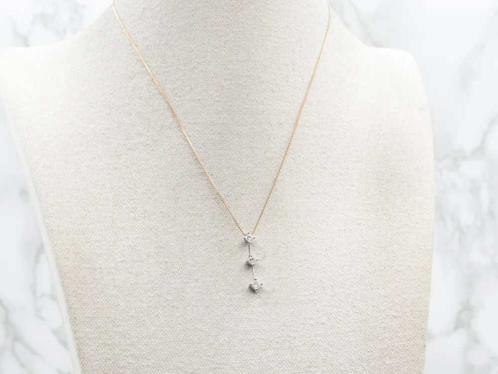 Graduated Princess Cut Diamond Drop Pendant - Lange levensduur