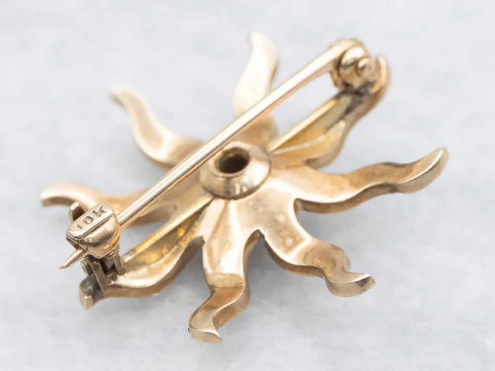 HSS Ontbraambeitel Victorian Old Mine Cut Diamond and Seed Pearl Starburst Brooch