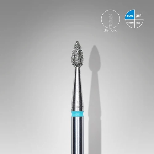 Diamond nail drill bit, “Bud” Pointed, 2.3*5.0 mm, Blauw, STALEKS