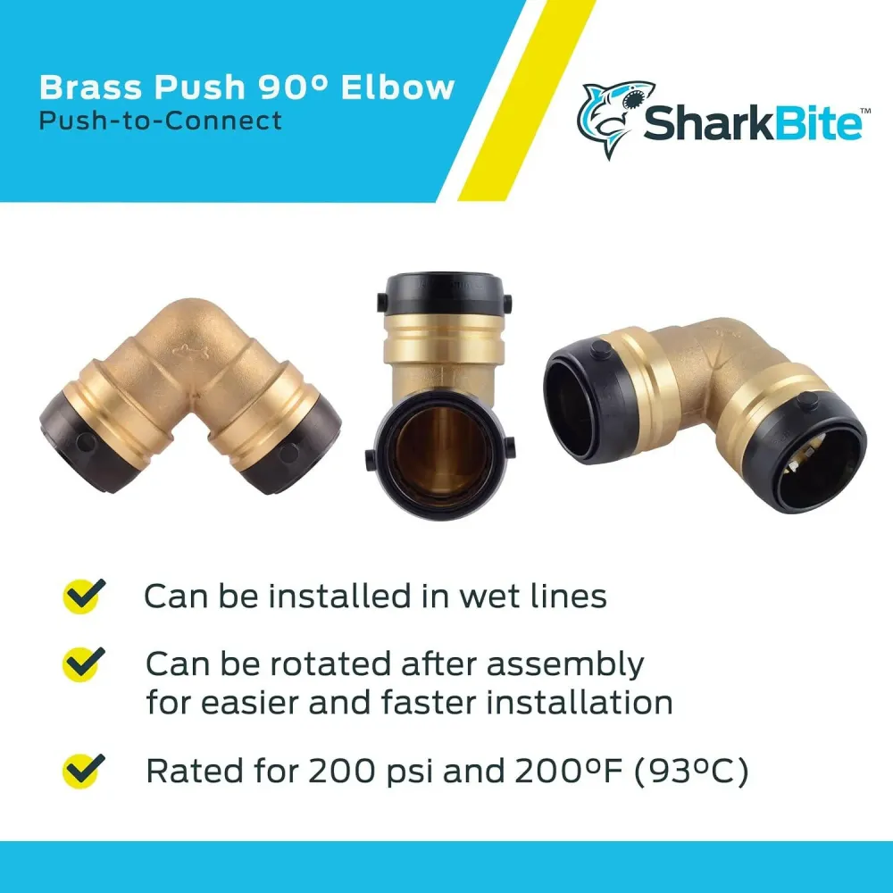 SharkBite 1-1/4 . x 1-1/4 . Geel koper Push 90-Degree Elbow