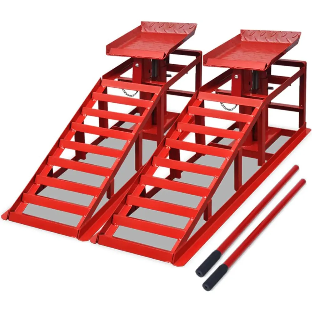 Autoreparatie oprijplaten 2 st staal rood - voor Vrachtwagens