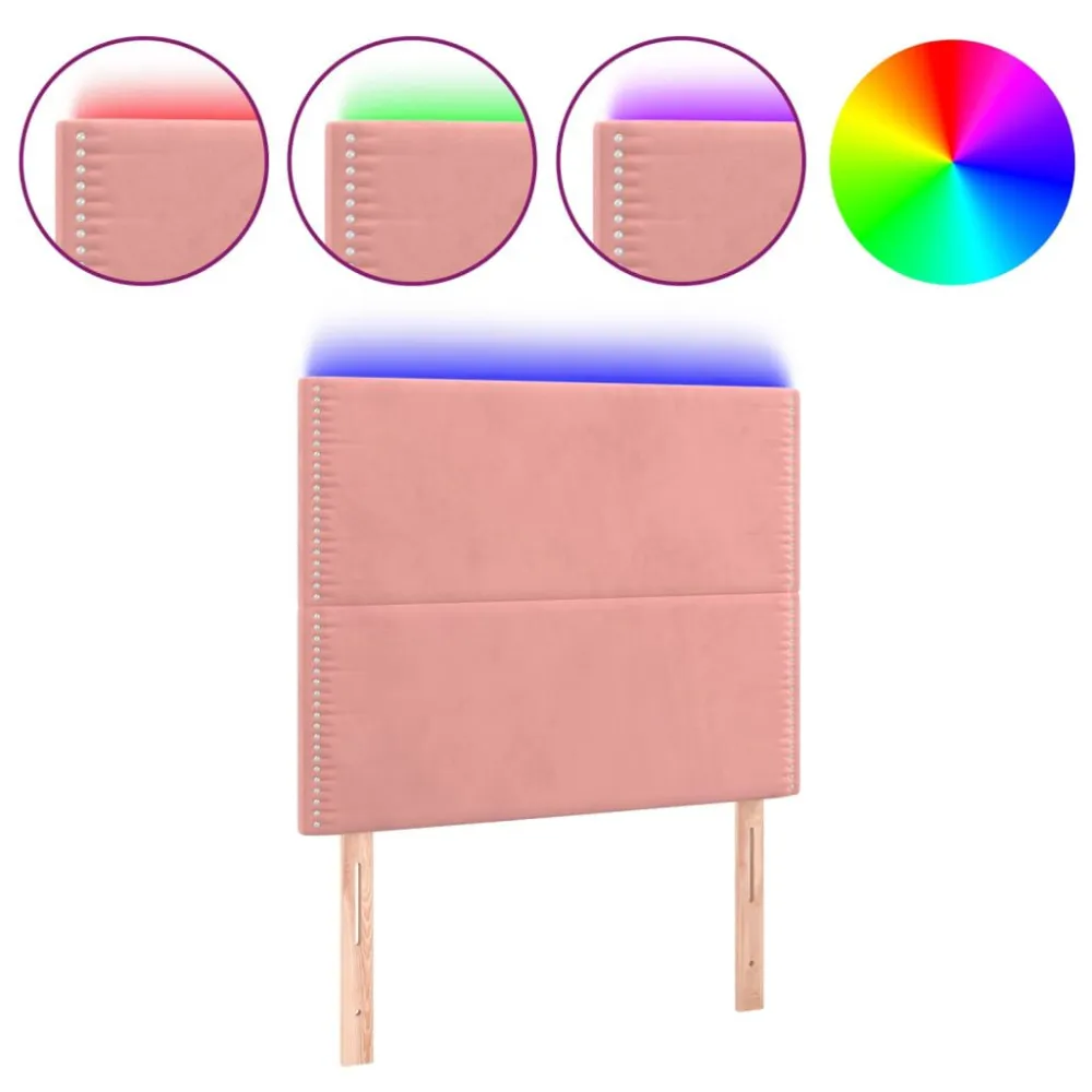Hoofdbord LED 80x5x118/128 cm fluweel roze