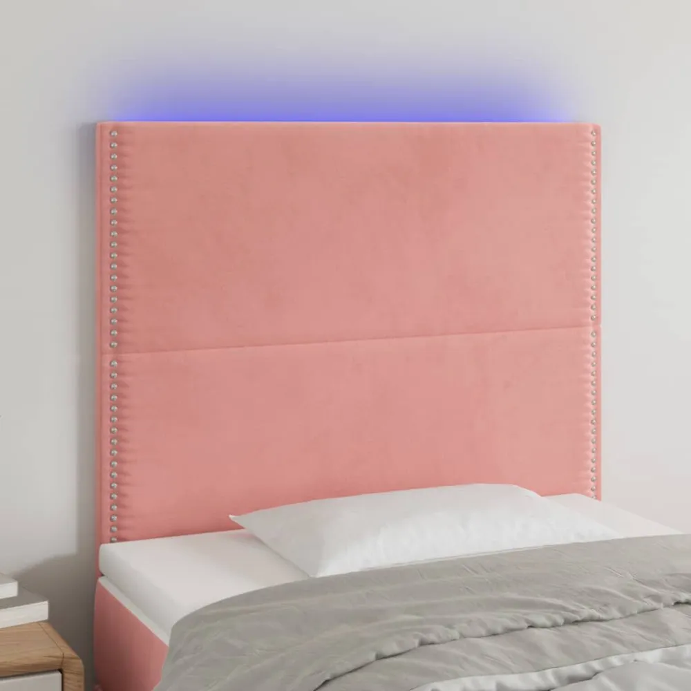 Hoofdbord LED 80x5x118/128 cm fluweel roze