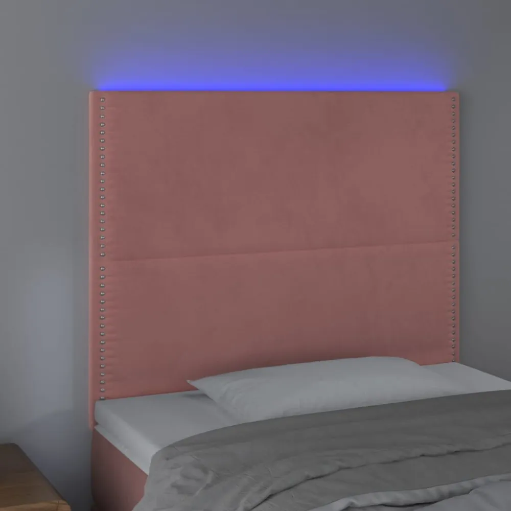 Hoofdbord LED 80x5x118/128 cm fluweel roze