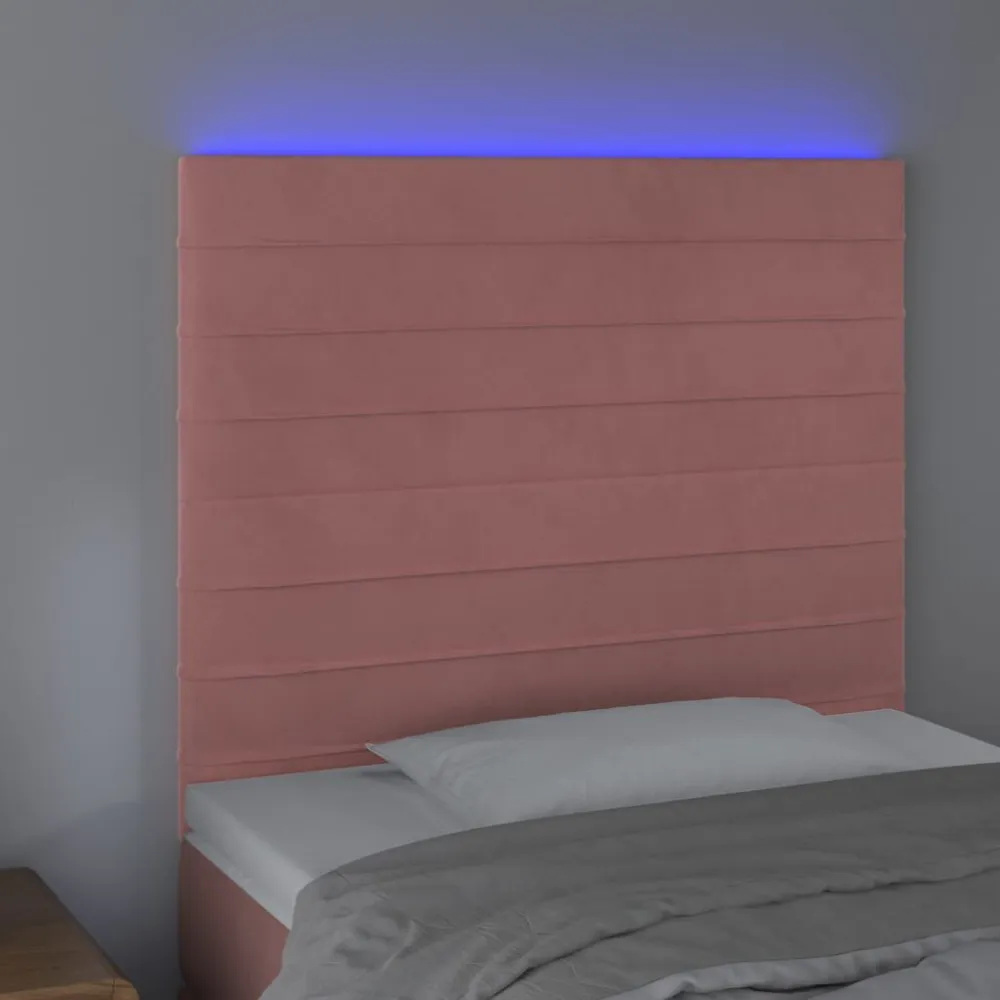 Hoofdbord LED 80x5x118/128 cm fluweel roze